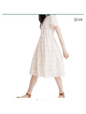 Madewell Scalloped Eyelet Midi Dress Lucid Pink Size 4 Summer Brunch